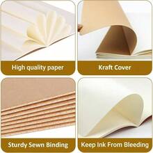 Matte Surface Soft Leather Notebook Bulk Packaging Office School Essential For Sketching Blank Lined Options Durable Stitched Binding Perfect For Meetings Notes To Do Lists Retro Style - 卡其色 - 查看 8