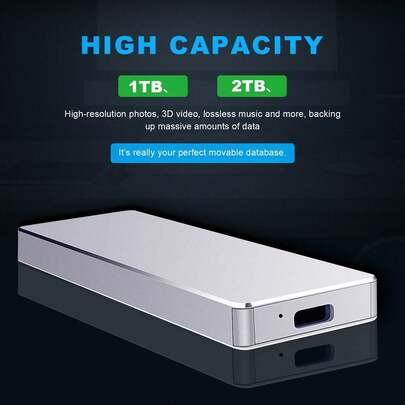 2TBUSB Ultra Slim Portable External Hard Drive USB 3.1 HDD Storage For PC, Desktop, Laptop