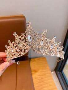 1件优雅花卉水晶皇冠，适合生日、婚礼、派对、女孩礼物、公主主题派对、游乐园等场合，时尚奢华的青少年发饰 - 彩色 - 查看 18