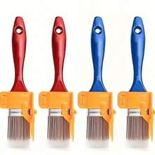 3pcs Precision Edge Brush Set - Durable & Lightweight With Wooden Handle, Portable Design, Suitable For DIY Wall & Ceiling Edge Painting, Includes Red & Blue Detail Decorative Brushes