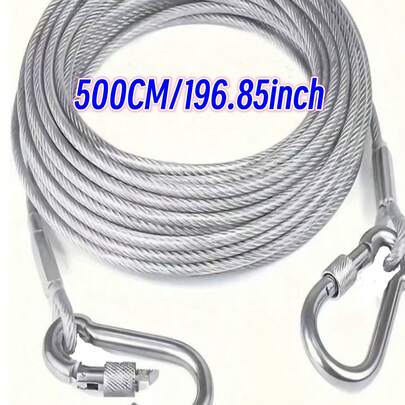 三种尺寸：5米/10米/20米钢丝绳，适合小型/中型猫咪，也可作为晾衣绳、派对装饰绳、露营绳、浴室户外绳等使用。