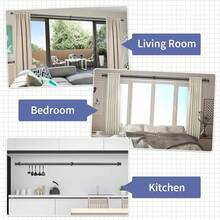VASA NAMA Barras de Cortina para Ventanas de 36 a 88 Pulgadas, Barra de Cortina Negra Mate con Tapas Decorativas, Juego de Barras de Cortina con Soportes, Estirable y Facil de instalar (36-88") - 36-88" - Ver 8