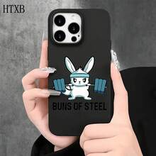 Fundas y carcasas protectoras con diseño de conejo levantador de pesas y orificios grandes, compatibles con los modelos phone 16 Pro Max, 16, 15 Pro, 14, 14 Plus/14 Pro Max, 13, 13 Pro, 12 Pro y 11/11 Pro. Regalos para cumpleaños y fiestas - Negro - Ver 2