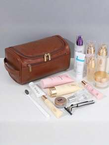 PU Leather Waterproof Cosmetic Bag, Multi-Function Travel Storage Bag,Lightweight Toiletries Cosmetic Bag, Cosmetic Storage Bag, Large Capacity Makeup Bag,Handheld Cosmetic Storage Bag, Hanging Travel Storage Bag ,Travel Essentials, Cruise Essentials, Dormitory Essentials, Valentine's Day Gifts, Wedding Bridesmaid Gifts, Birthday Gifts, Friends And Teacher Gifts, Mom Gifts, Christmas Gifts, Halloween Gifts