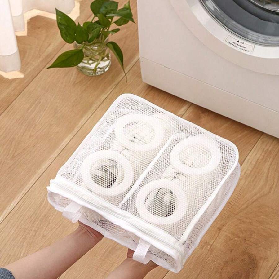 Washing Machine Dedicated Shoe Wash Bag, Anti-Deformation Shoe Wash Bag, Shoe Drying Bag - White - View 1
