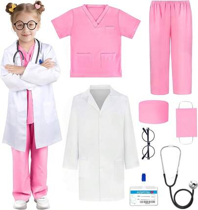Disfraz De Doctor Personaje Infantil, Laboratorio Para NiñOs, Disfraz De Doctor Lab Cosplay, Adecuado Para Fiestas, Navidad, Disfraces De Halloween, CumpleañOs Regalos Para NiñOs Y NiñAs.