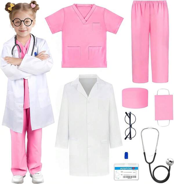 Disfraz De Doctor Personaje Infantil, Laboratorio Para NiñOs, Disfraz De Doctor Lab Cosplay, Adecuado Para Fiestas, Navidad, Disfraces De Halloween, CumpleañOs Regalos Para NiñOs Y NiñAs.