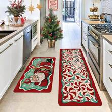 1/2/3 Pcs Thick 0.47 Inch/1.2 Cm Christmas Kitchen Mat Set, Christmas Kitchen Rug Set, Santa Lollipop Pattern, Christmas Kitchen Decor, Suitable For Kitchen, Home Office, Laundry Room, Bathroom, High Quality Flannel Material + Non-Slip Backing - Multicolor - View 5
