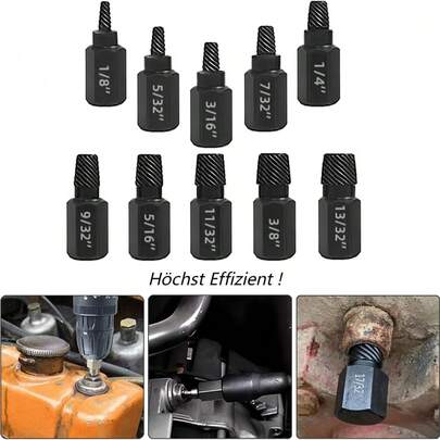 Juego de 10 piezas para extraer tornillos dañados con vástago hexagonal, broca redondeada para extraer pernos y juego de extracción de pernos dañados para retirar pernos y tornillos rotos.