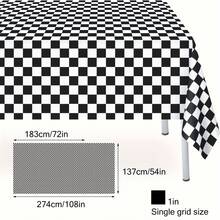 1 khăn trải bàn nhựa dùng một lần họa tiết ô vuông đen trắng chủ đề đua xe - Hình chữ nhật, kích thước 54 x 108 inch, làm bằng máy, lý tưởng cho tiệc sinh nhật theo chủ đề ô tô, Halloween, Giáng sinh và sự kiện tốt nghiệp, khăn trải bàn tiệc | Họa tiết bàn cờ | Khăn trải bàn nhựa - Nhiều màu - Xem 4