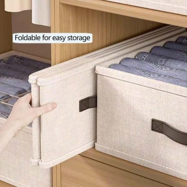 1 pièce Boîte de rangement pliable pour vêtements, en matériau de tissu, design à double rangée, peut ranger les vêtements, pantalons, sous-vêtements, chaussettes, chemises, pulls, etc. Convient pour la chambre à coucher, le rangement d'armoire