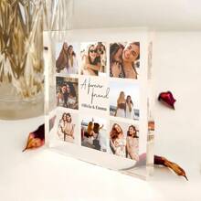 1个定制方形亚克力照片拼贴块 – 可上传9张家庭/情侣照片，打印清晰，可独立摆放，适合任何场合，如圣诞节、万圣节、周年纪念日、婚礼、生日礼物 - 多色2 - 查看 4