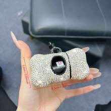 1pc Luxury Rhinestone Studded Pet Poop Bag Holder, Creative Diamond Encrusted Dog Bone Shaped, Reptile-Friendly Plastic Poop Scoop Set, Pet Waste Cleanup Accessory, Essential For Pet Travel, Birthday Party Holiday Gift, Decorative Artwork, Halloween, Thanksgiving, Christmas