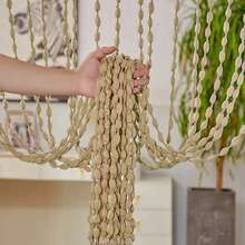 Cortinas de puerta de poliéster con cuentas, cortinas de cordón con flecos de linterna, cortinas de línea para ventanas de hotel, boda, salón, decoración para divisor de habitación - Verde claro - Ver 5