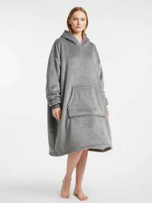 带袖可穿戴毯子 - 男女通用连帽毯子卫衣礼品，温暖舒适的超大号羊羔绒连帽衫，带超大口袋，男女通用加厚法兰绒连帽毯斗篷，抓绒连帽电视毯，送给亲人的圣诞礼物