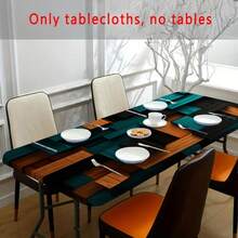1 pièce Nappe à bord élastique, nappe extensible à l'atmosphère festive, design à motif géométrique coloré, nappe décorative de salle à manger , convient pour les fêtes et célébrations, ajoutant des couleurs joyeuses, rehaussant la décoration intérieure. Housse de table d'extérieur, accessoire de pique-nique, peut être utilisé à l'intérieur et à l'extérieur