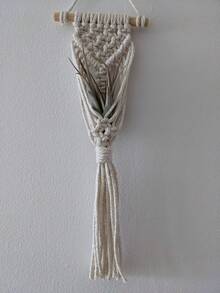 Air Plant Holder Mini Plant Hanger Macrame Hanging - White - View 1