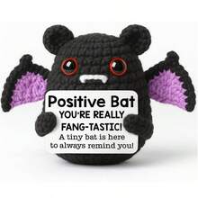 1pc Bat Hand-Woven Plush Doll Ornaments With Encouraging Words Can Be Given As Small Gifts To Friends And Family. Lovely Plush Doll Gift Design And Encouraging Words Are Very Warm And Sweet! These Lovely Dolls Will Always Be Your Friends, And They Will Make You Feel Relaxed And Happy! Home And Desk Decorative Ornaments Cute Knitted Ornaments Are Very Suitable For Home Living Room And Desk