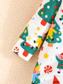 2pcs/Set Baby Girls' Christmas Element Print Long Sleeve Jumpsuit With Headband - Multicolor - View 5