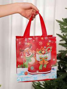 1 Stück Weihnachts-Leinwand-Geschenktasche, Weihnachts-Einkaufstasche, Tragetasche, Geschenkdekorationstasche, Weihnachtsparty-Geschenkverpackungstasche, Weihnachts-Verpackungszubehör