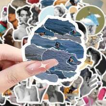 60 Artistic Abstract Character Stickers, Mixed-Color Fashionable Graffiti Stickers, Suitable For DIY Stationery And Plastic Surfaces, Self-Adhesive Disposable Decorative Stickers, Gray, White, Purple, Red, Green, Blue, Transparent, Yellow, Black, Stationery Decoration/Abstract Stickers/Smooth Finish, Wall Stickers - 1 - 查看 4