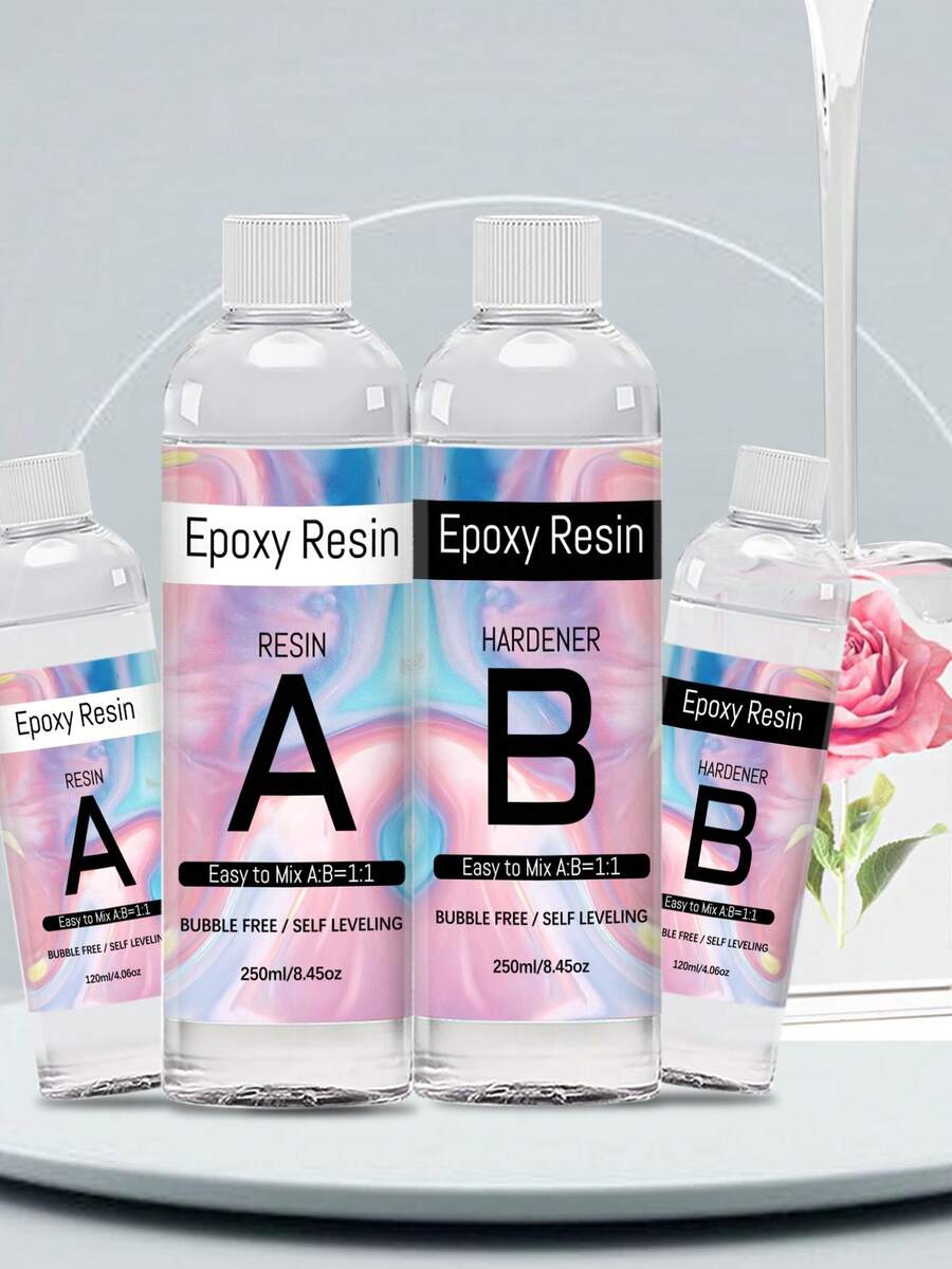 240ml/500ml Epoxy Resin Kit - Crystal Clear Epoxy Resin Kit & Hardener For DlY Art, MoldCasting, Wood, Jewelry Making, Coasters, TableTop, Countertop Coating - Food , Heat & UV Resistant - Epoxy Resin - View 1