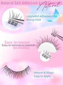 120/100 件自粘式独立睫毛簇、漫画睫毛和自然假睫毛 C 卷曲 DIY 可重复使用睫毛、自然、纤细、防水、交叉、猫眼、娃娃风格、10-12 毫米长度、带睫毛镊子、适合初学者、带有预装胶条，方便使用 - 黑色 - 查看 6