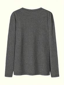 Women'S Casual Crew Neck Long Sleeve Sweatshirt, Festive Happy New Year Firework Print, Knit Polyester Blend With Medium Stretch, All Season Comfort Fit Toplong Sleeve Tops Long-Sleeved T-Shirt Winter Clothes For Women Fall Clothes For Women Christmas Outfit Women Christmas Decor Shirt - 深灰色 - 查看 2