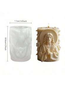 复活节 3D 蜡烛硅胶模具，适用于复活节耶稣模型蜡烛、石膏树脂雕像和家居装饰硅胶模具，工艺爱好者必备！ - 白色 - 查看 9