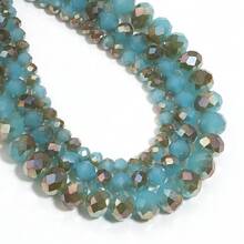 1 件 4 毫米/6 毫米/8 毫米刻面电镀蓝绿色玻璃水晶珠，时尚经典彩色珠子，适合制作圣诞珠宝、DIY 耳环/手链/项链/圣诞树装饰/节日装饰/婚礼装饰/窗户装饰/服装和箱包配饰 - 半電鍍藍綠色 - 查看 8