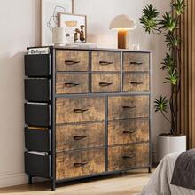 12 Drawer Dresser,Fabric Dresser For Bedroom,Tall Vertical Chests Of Drawer,Storage Drawer Organizer Unit With 5 Side Pockets & 2 Hooks,Metal Frame,Wooden Top For Clothes Living Room Hallway Entryway - Marrón - Ver 8