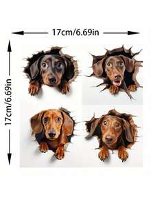 4 合 1 腊肠犬贴纸，腊肠犬粉丝汽车礼品贴纸，新司机汽车贴纸包 - 彩色 - 查看 8