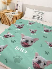 Custom Dog Blanket Personalized Photo And Name Blanket With Custom Dog Head Plush Sherpa Blanket 5 Sizes Colors Optional For Pet Dog Cat Owner Memorial Gift - Multicolor - View 8