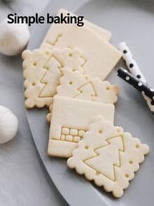 مجموعة من قطعتين من قوالب قطع بسكويت عيد الميلاد الرجعية، قالب بسكويت للأم والطفل، قالب بسكويت مربع، ديكور عيد الميلاد، قالب تزيين الكيك، أداة صنع الحلويات