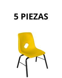Silla infantil apilable, con asiento y respaldo en una sola pieza tipo concha de polipropileno - Amarillo - Ver 3