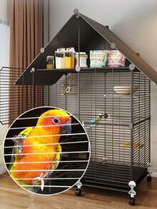 Large Bird Cage, Luxury Villa For Parrots, Macaws, Cockatoos, Finches, With Feeder And Perch