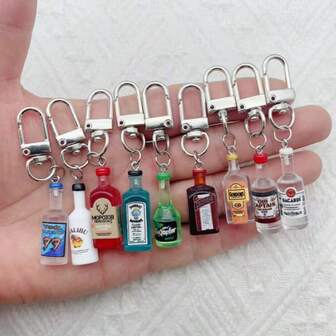 10pcs Random Mixed Resin Beer Bottle Keychains - Colorful Mini Beverage Bottle Keyrings With Metal Rings, Novelty Party S For Women, Unique Birthday Presents, Bag Charms & Decorative Accessories, Keychain Organizer | Playful Design | Keychains Christmas Gift Ideas Bag Accessories Lanyards With Id Holder Car Accessories