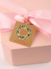 10/20/50张定制圣诞礼物标签，5厘米/6厘米方形牛皮纸卡片，可定制文字，花环图案，花卉图案，服装礼品卡，适用于节日礼物装饰标签、鲜花装饰标签、瓶子装饰标签、甜点包装装饰标签，也适用于节日礼物、节日装饰、送给孩子、女儿、父亲、母亲、祖父母、家人和情侣的礼物。 - 白色 - 查看 3