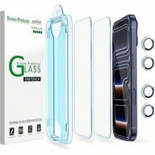 amFilm [2+4 Piezas] OneTouch Compatible con 17 Pro 6.9'' (2025) Protector de Pantalla, Mica Cristal Vidrio Templado,con Protector de Lente de Cámara, Instalación en 30 Segundos - IPH17P-6.9" - Ver 13