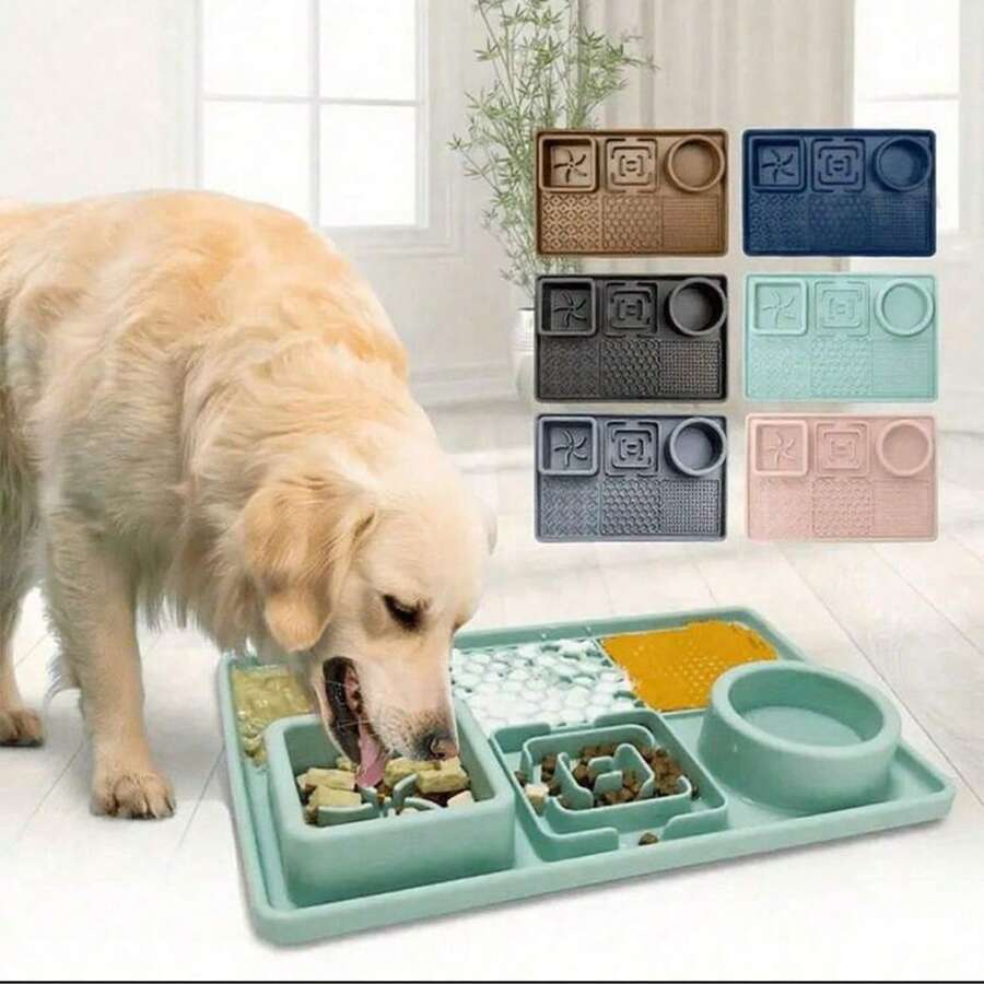 1pc Silicone Pet Lick Mat Slow Feeder Mat With Suction Cup, Multifunctional Pet Food Mat For Anxiety Relief And Boredom, Feeding Tray