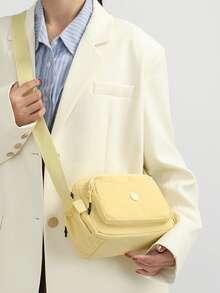 1pc New Fashion Solid Color Nylon Material Large Capacity Zipper Closure Multi-Color Optional Durable Adjustable Shoulder Strap Casual Backpack, Suitable For Daily Commute, Work, Business, Cycling, Walking, Carrying Kids - Multicolor - View 3