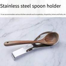 1-3pcs Stainless Steel Spoon Rest, Spoon Holder, Kitchen Utensil Holder, Flat Bottom (Silver) - Silver - View 2