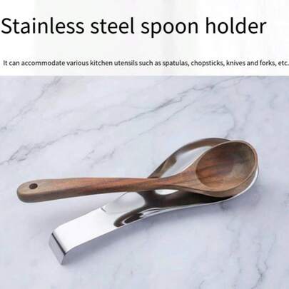 1-3pcs Stainless Steel Spoon Rest, Spoon Holder, Kitchen Utensil Holder, Flat Bottom (Silver)