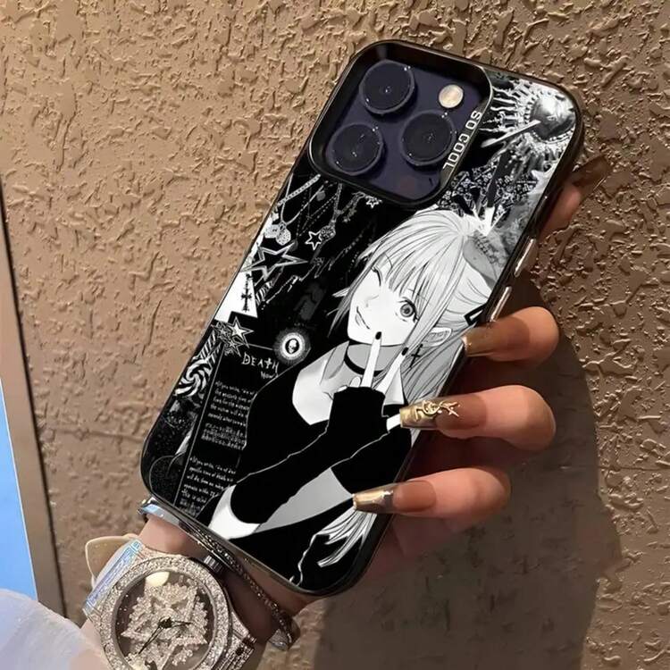 Funda para teléfono Misa D-Death N-Note compatible con  16,15,14,13,12,11,Pro,XS,Max,Plus,Mini,SE, cubierta negra mate a prueba de golpes, compatible con funda de  17, funda de  17 Pro, funda de  17 Pro Max - z2 - Añade 5