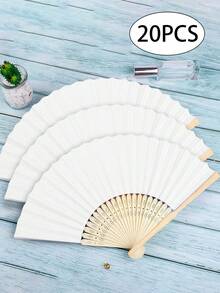 Olding Hand Fan Chinese Style Handheld Fan DIY Blank Paper Fan Elegant Retro StylePersonalized Baby Shower Foldable Paper Fan Portable Party Wedding Supplies Hand Fan Gift Decoration Wedding Fans Handheld Fans