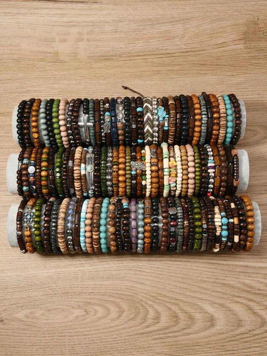 5/45pcs Random Color Handmade Beaded Bracelets, Personalized Christmas Small Gift - Multicolor - View 1