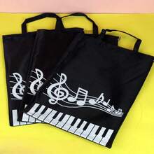1pc Piano Themed Reusable Canvas Tote Bag, Travel/Weekend Bag, Casual & Fashionable, High Quality & Stylish Music Note Pattern, Ideal Gift For Music Lovers, Suitable For School, Shopping, Commuting, Business, Work And Daily Use, Holiday/Birthday/New Year Gift