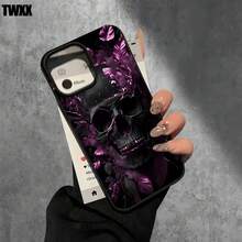 Fundas y carcasas protectoras con diseño de flores moradas, con orificios grandes. Compatibles con phone 16 Pro Max, 16, 15 Pro, 14, 14 Plus/14 Pro Max, 13, 13 Pro, 12 Pro, 11/11 Pro. Regalos para cumpleaños y festividades - Blanco - Ver 7