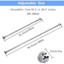 MCSWKEY Barra de Cortina Baño, Barra de Cortina de Ducha Extensible 60-100cm, 304 Acero Inoxidable de Antideslizante, Barra Telescópica Sin Taladrar, Extensible Varilla de Cortinas para Armario, Baño - 1 - Ver 9