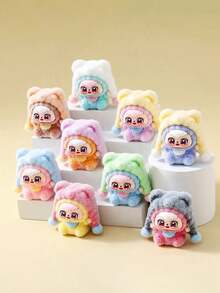 New Fashion DIY Flocked Bear Hat, Cute Pom Pom Flocked Doll Creative Small Gift, Desktop Decor, Christmas Party Favor - Multicolor - View 5